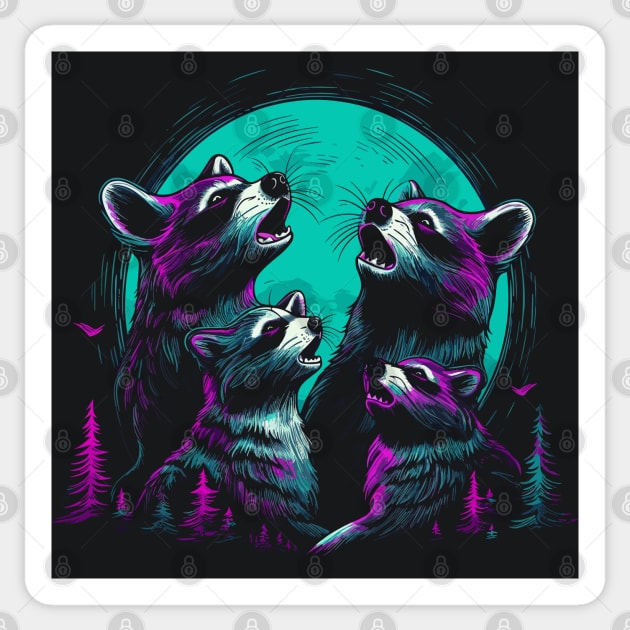 Raccoon Moon Sticker by DankFutura